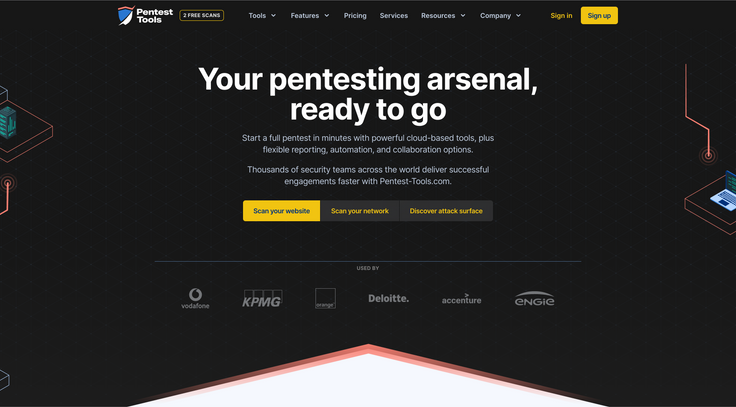 Pentest Tools homepage